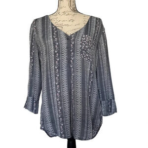 Fred David‎ Floral V-Neck Tunic Top Size Medium
